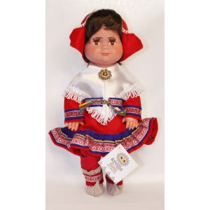 Mirja, 35cm, tyttö, punaiset vaatteet, lyhyet hiukset