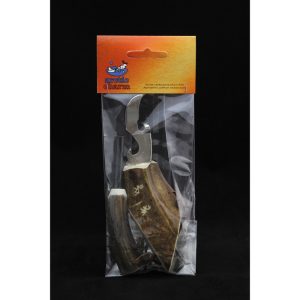 Fire starter, magnesium, with can/ bottle opener, reindeer horn