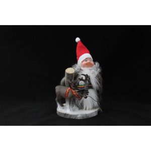 Tonttu, ja poro, 15cm, puualustalla