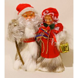 Joulupukki, ja -muori, 20cm, puualustalla