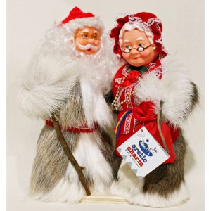Joulupukki, ja -muori, 25cm, puualustalla