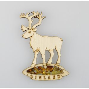 Magneetti, 7,5cm, poro, puinen, meripihka, Finland