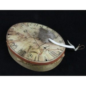 Shaman drum, nr. 3, appr. 40cm, hand painted real reindeer leather