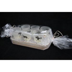 Snapsilasit, 6kpl, keloalustalla, hirvi Finland, sellofaanipakkaus