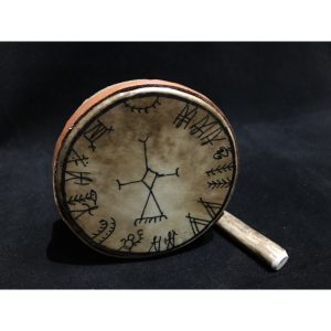 Shaman drum, mini, appr. 9cm, hand painted real reindeer leather