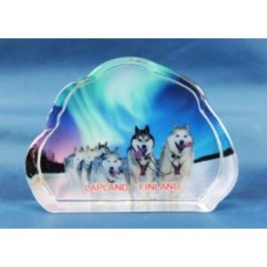 Lasikoriste, husky valjakko kuva, Lapland – Finland, 9x7cm