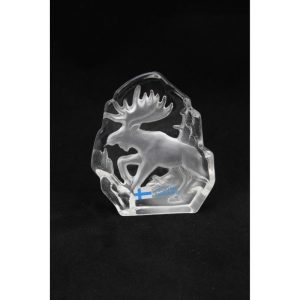 Lasikoriste, kaiverrettu, hirvi, 9x7,5cm