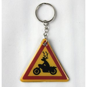 Avaimenperä, poro moottoripyörällä