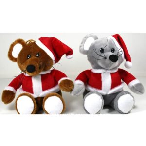 Mouse, 19cm, Christmass style, grey/brown asst.