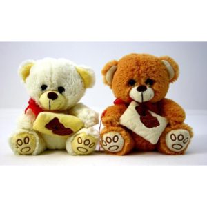 Teddy bear, 16,5cm, with pillow, 2 col. Asst.