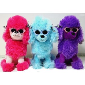Poodle, 25cm, with sun glasses, 6 col. Asst.